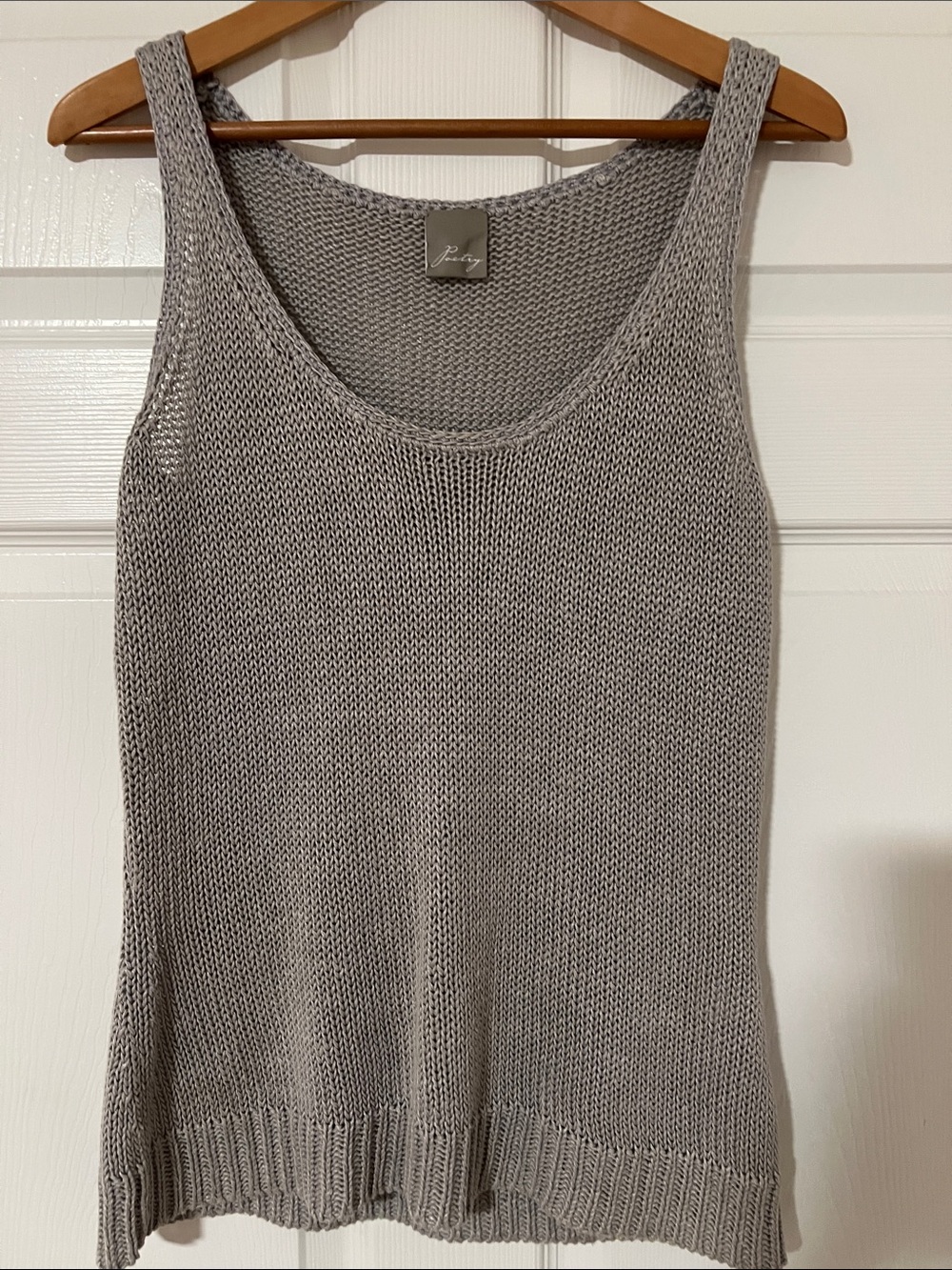Poetry Light Gray Open-Knit linen vest